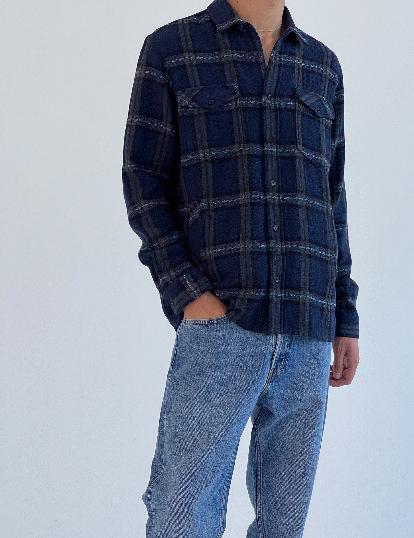 Boucle Check Sten Shirt,  Navy