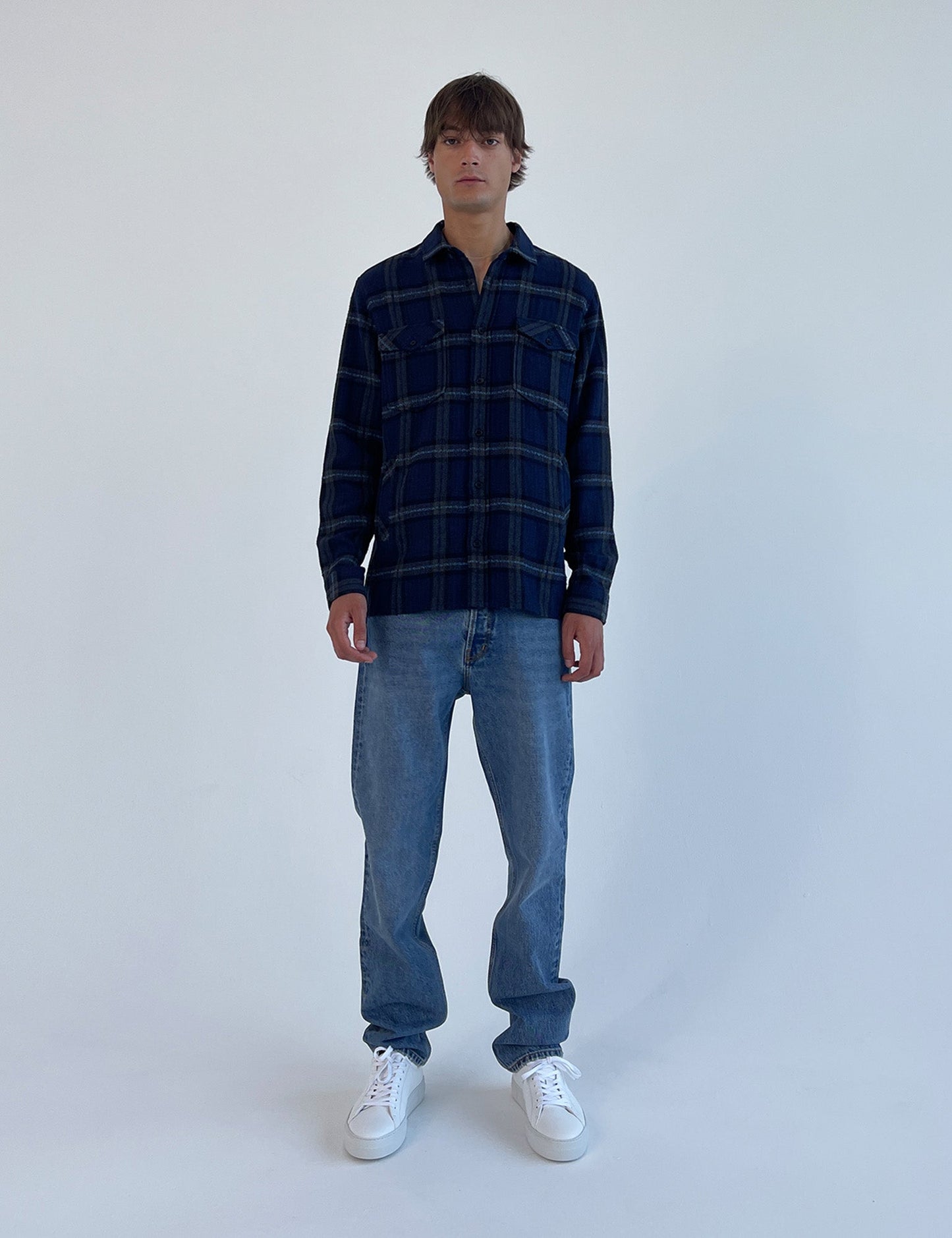 Boucle Check Sten Shirt,  Navy